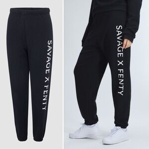 SAVAGE X FENTY Weekender Terry Sweatpants Joggers in Black Caviar Size L 12/14